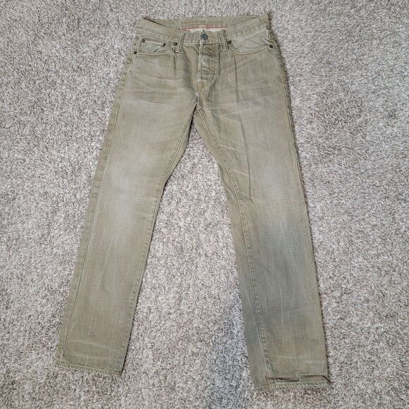 American Eagle Slim Straight Men's Size 30 W 32* L Olive Green Button Fly Jeans - Picture 1 of 9
